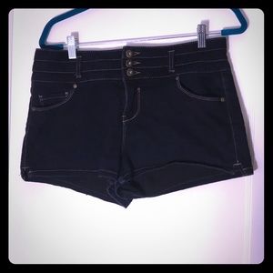 Dark blue stretchy jean shorts